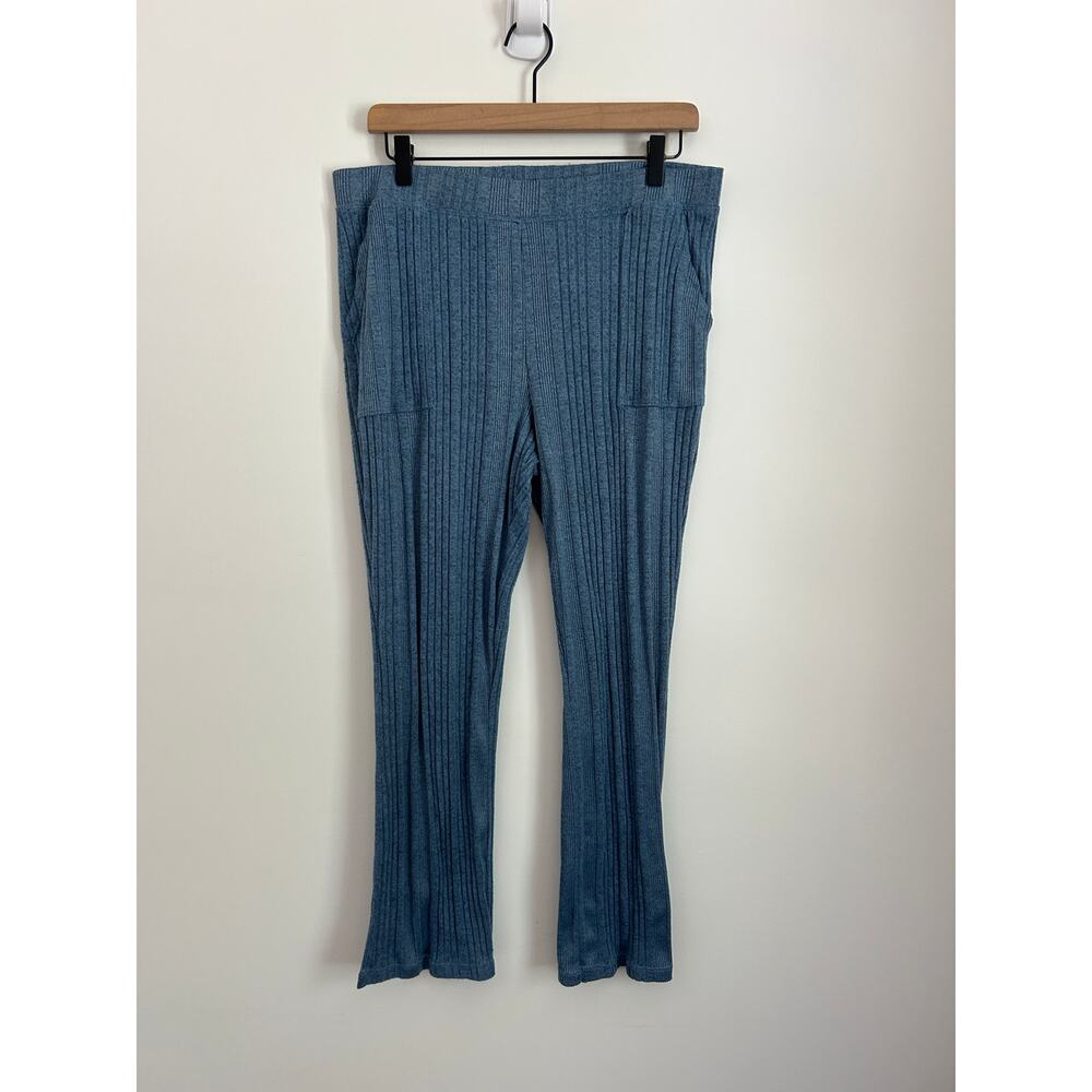 Cuddl Duds Blue Ribbed Lounge Set Size Large – Button Front Top & Pants - Picture 9 of 12